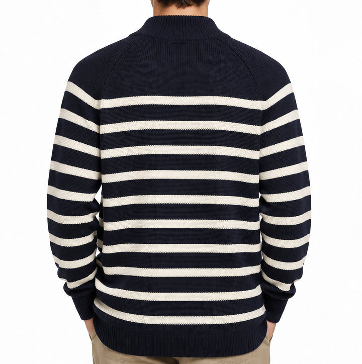 Collars & Co Men's Cotton Golf Sweater Navy Stripe Size XL
