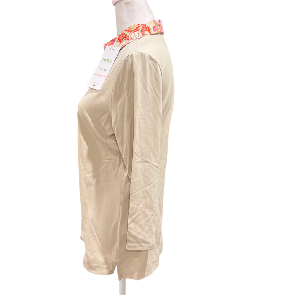 Swing Control 3/4 Sleeve Velocity Polo - Desert/Desert Flower - Small - Skorzie