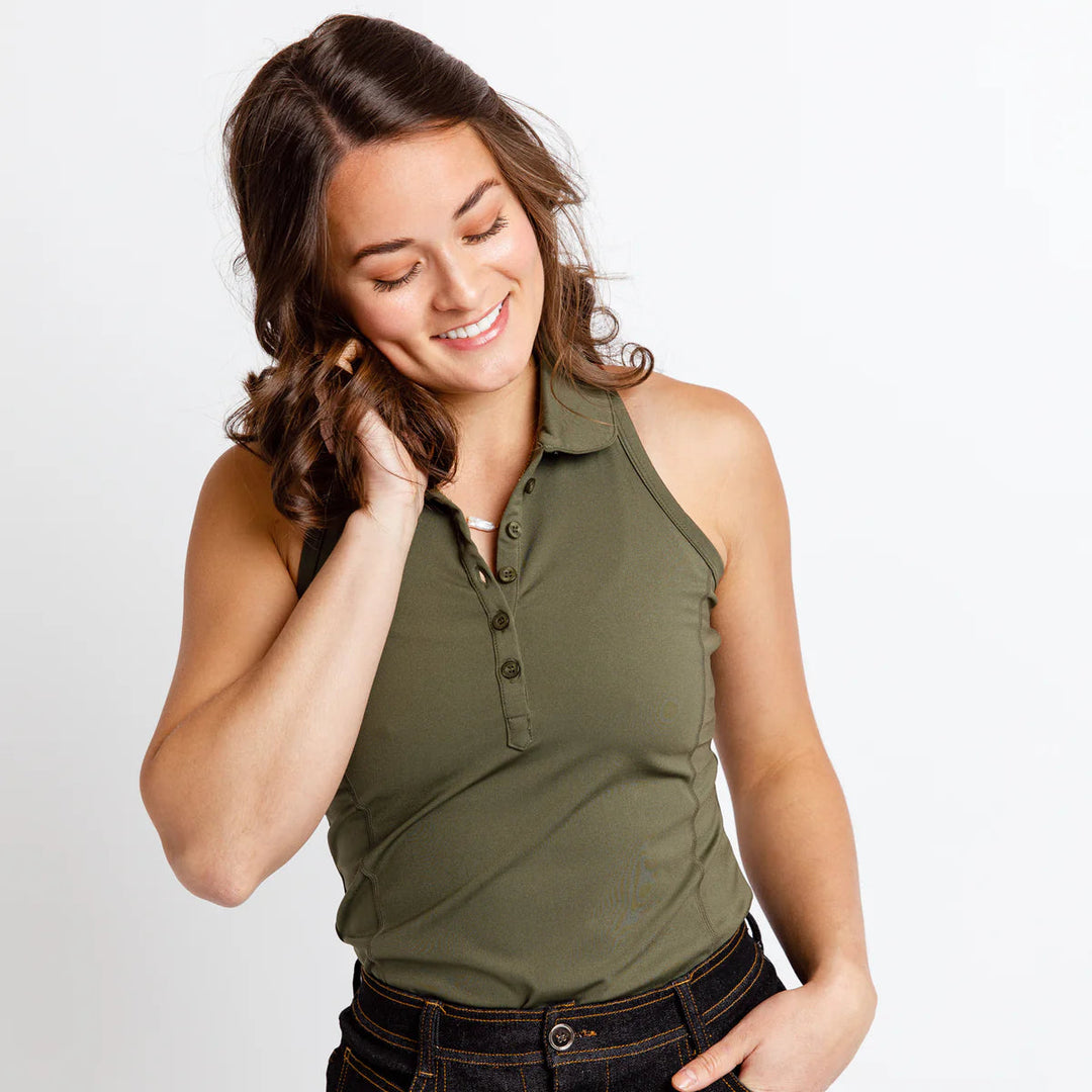 Calliope COEUR Sleeveless Polo - Sage - Skorzie