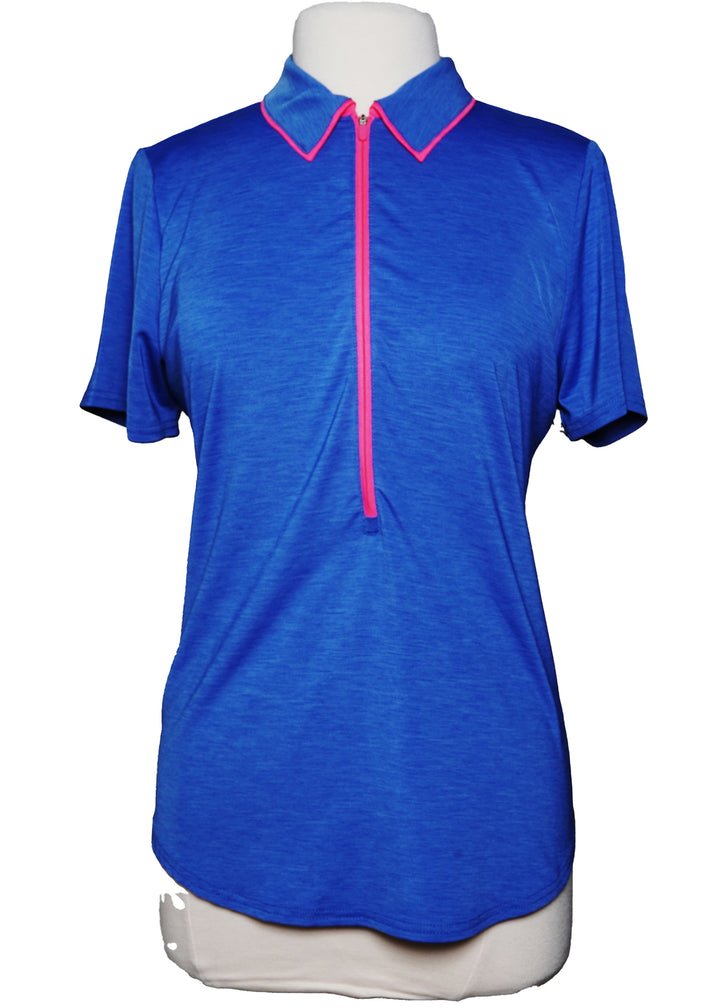 Jofit  Zip Short Sleeve Golf Polo - Blue - Size Large - Skorzie