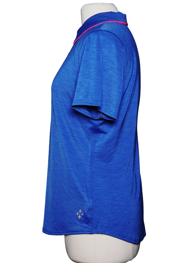 Jofit  Zip Short Sleeve Golf Polo - Blue - Size Large - Skorzie