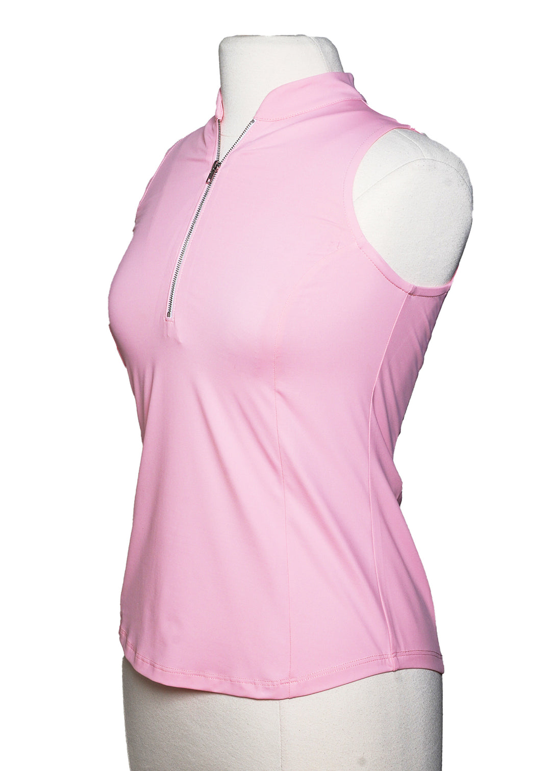 Amy Sport Frontline Sleeveless Silver Zip Top - Light Pink - Size X-Small - Skorzie