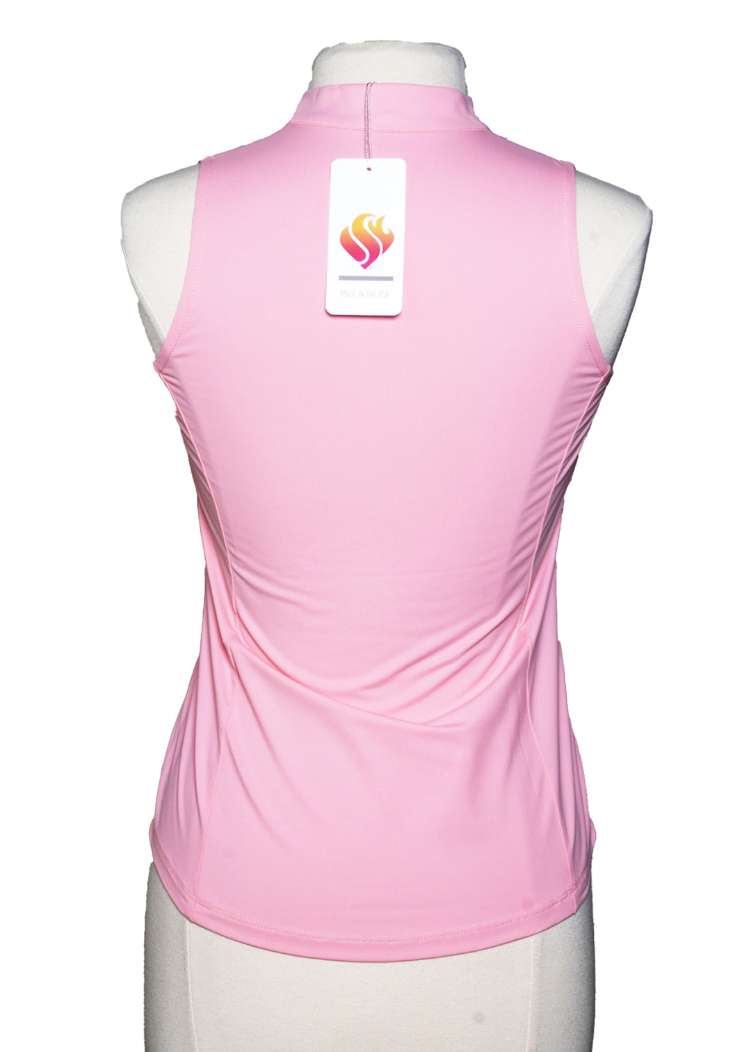 Amy Sport Frontline Sleeveless Silver Zip Top - Light Pink - Size X-Small - Skorzie