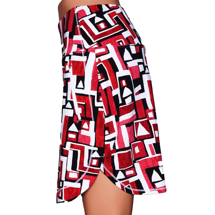 IBKUL Jennifer  Print Straight Skort - Red/Black- Size S - Skorzie