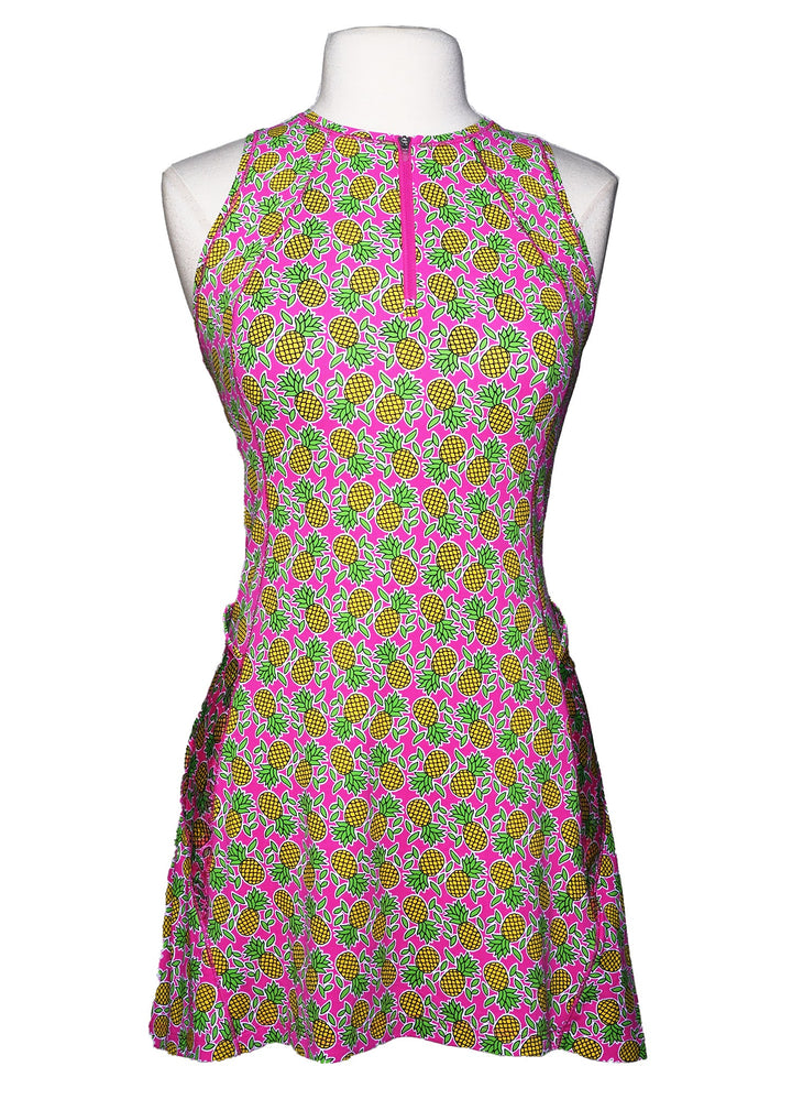 IBKUL Chantal Print Tennis Dress - Hot Pink/Lime - Skorzie