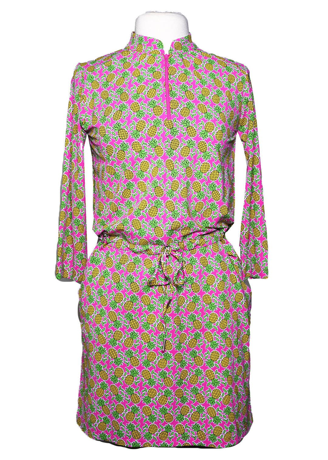 IBKUL Chantal Print 3/4 Sleeve Dress - Hot Pink/Lime - Skorzie