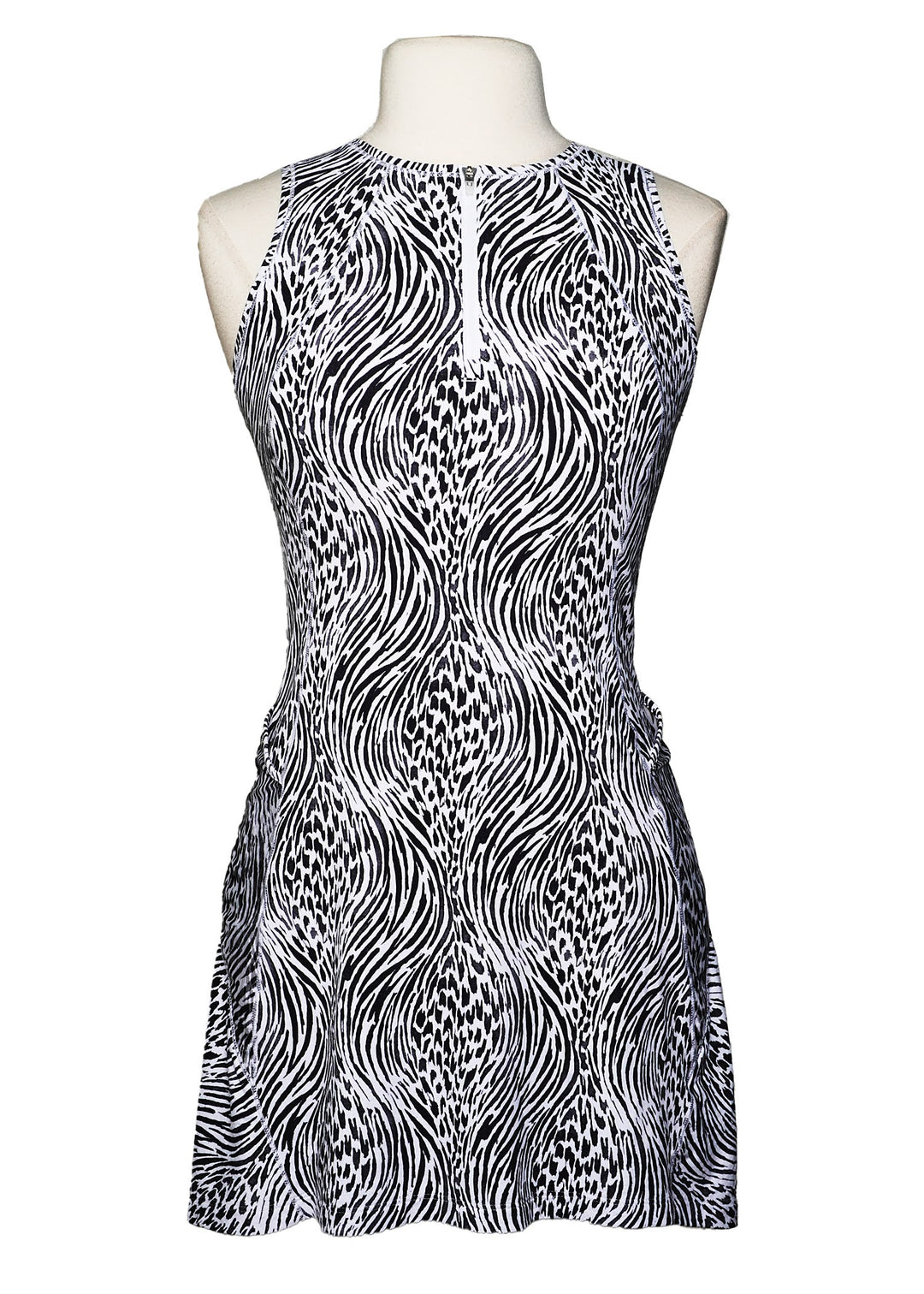 IBKUL Alena Print Tennis Dress - Black/White - Skorzie
