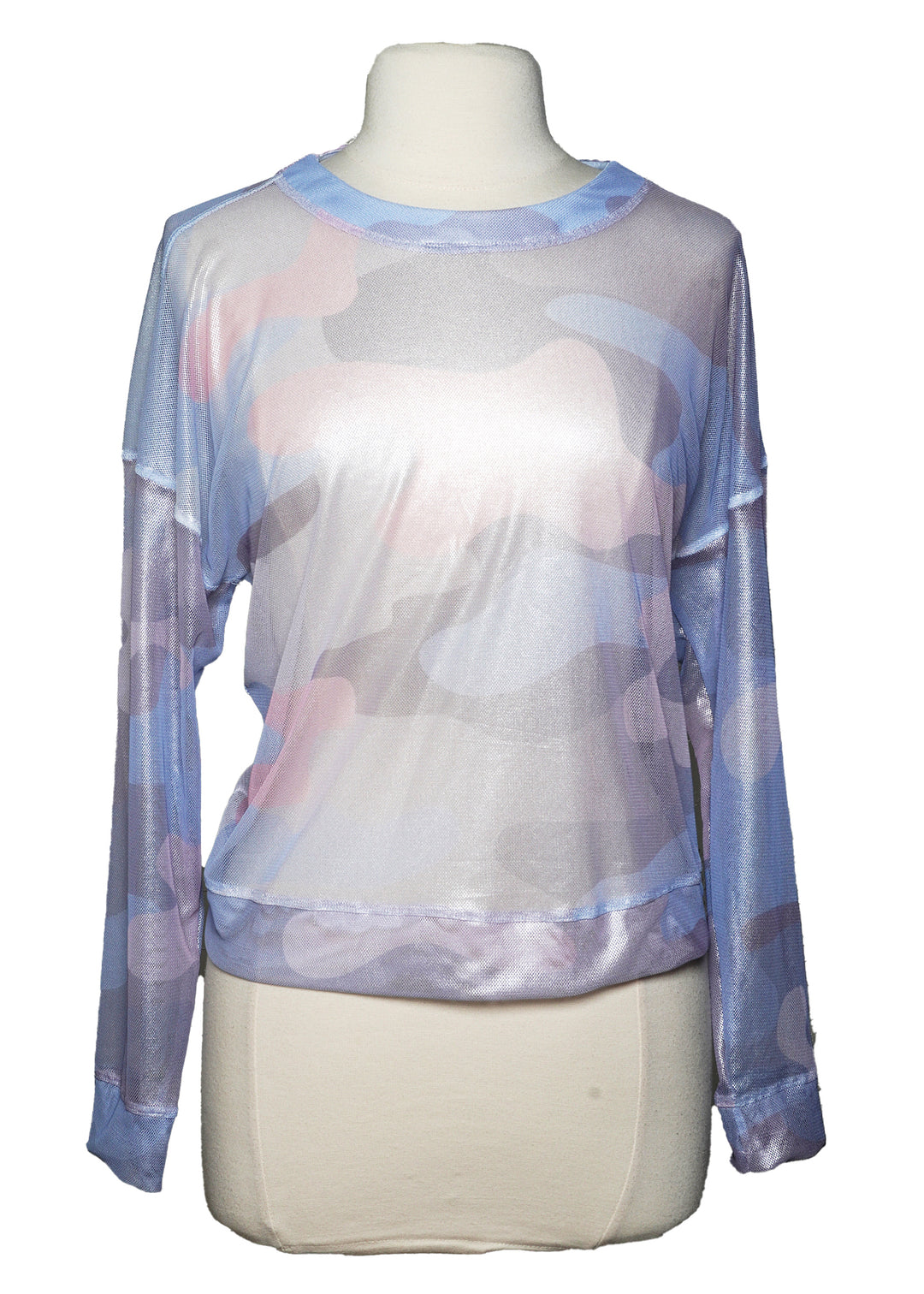 Lucky in Love Long Sleeve Mesh Top- Glace- Size L - Skorzie