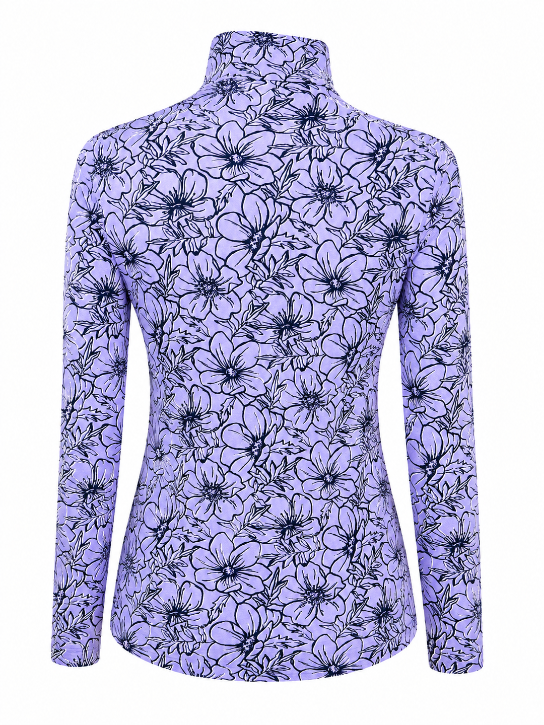 IBKUL Womens Diana Long Sleeve Zip Polo - Purple Flower