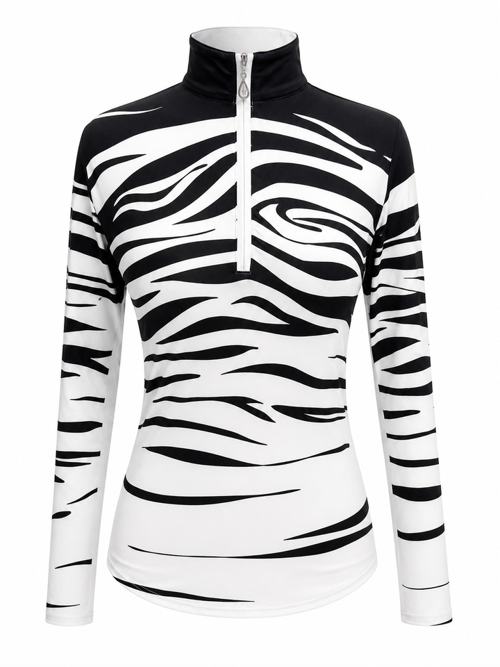 SanSoleil SolCool Long Sleeve Print Mock - Happy Zebra