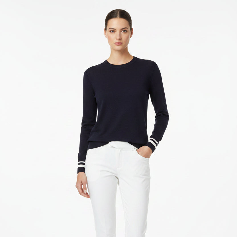 G/FORE Women's Sweater Crewneck Cooling Cotton Chalk Onyx Size S