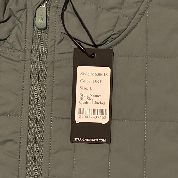 Straight Down Men's Golf Jacket Big Sky Quilted Dark Forest Size L