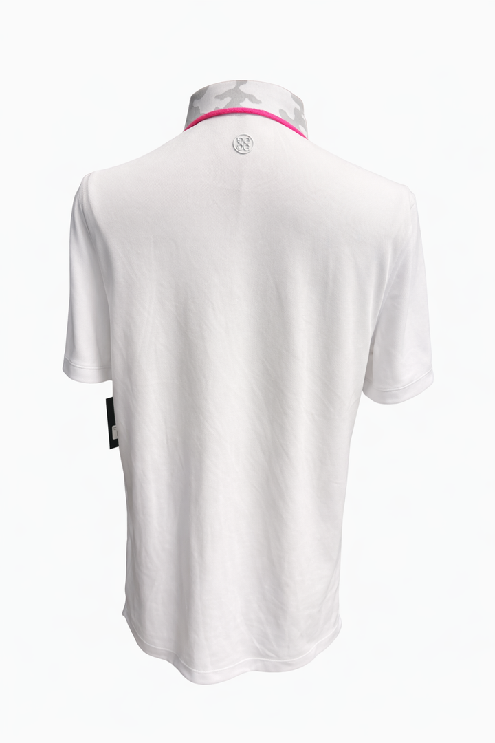 G/FORE Men's Camo Collar Performance Pique Polo - Snow - Medium - Skorzie