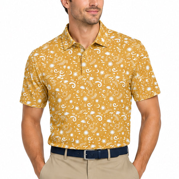 Black Clover Men's Golf Polo Palm Springs Amber Haze Size L