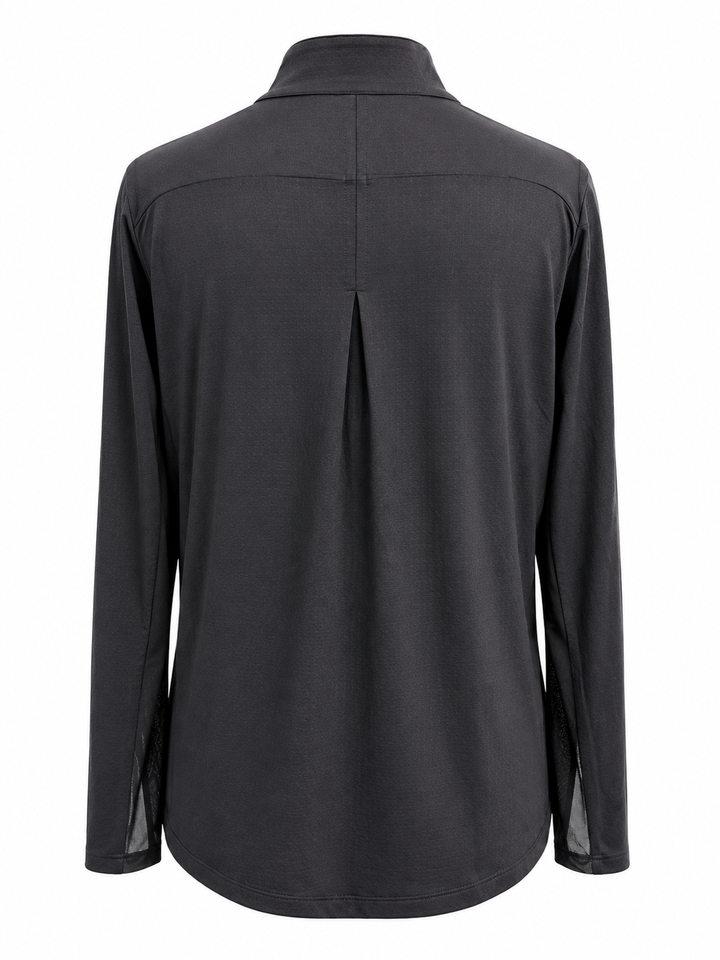 IBKUL Solid Long Sleeve Zip Mock - Black