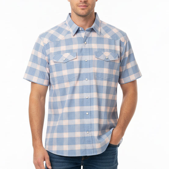 Straight Down Men's Shirt Jasper Woven Blue Shade Size L