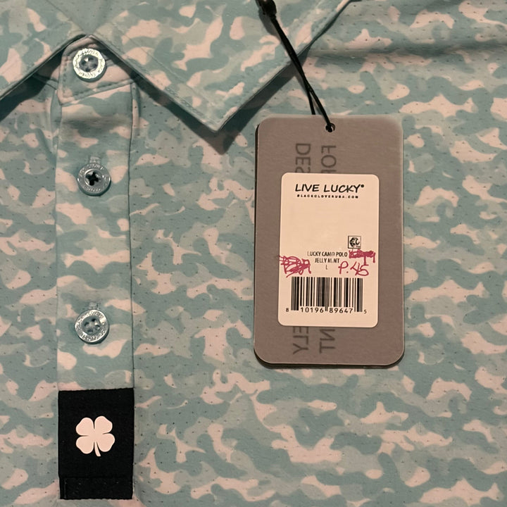 Black Clover Men's Golf Polo Lucky Camo Jelly Mint Size L