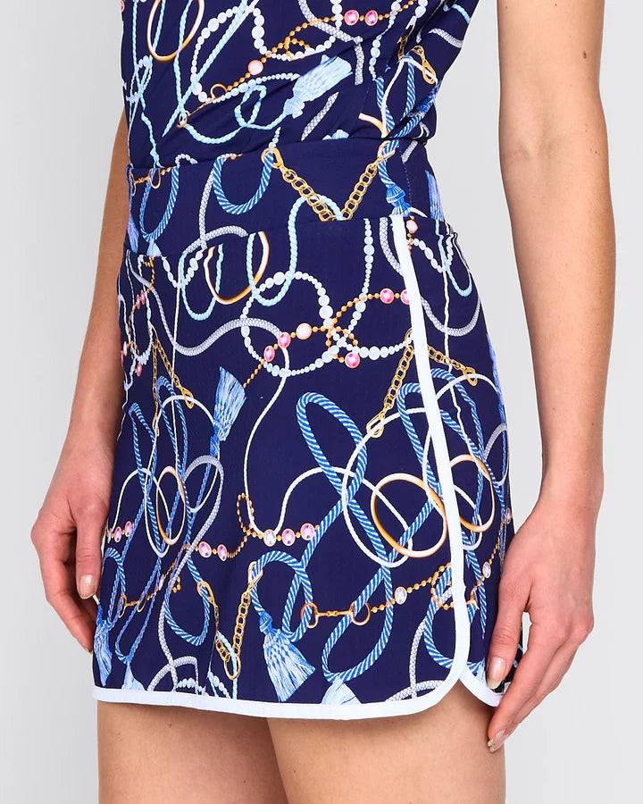 G-Lifestyle Womens Piping Skort (15') - Navy Belts - Skorzie