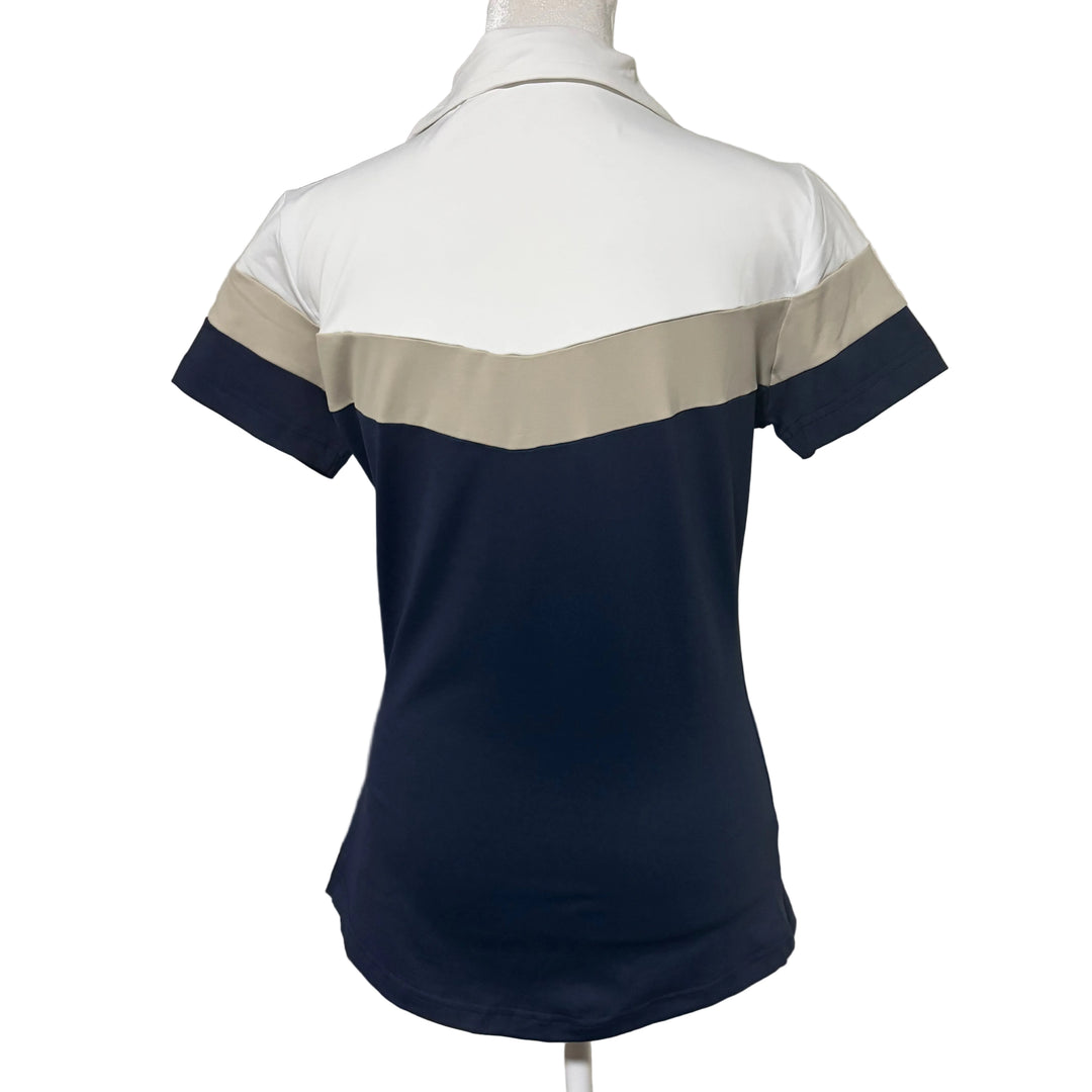 MDC Jersey Zip Polo Shirt - Navy/Light Taupe - Size 36 - Skorzie