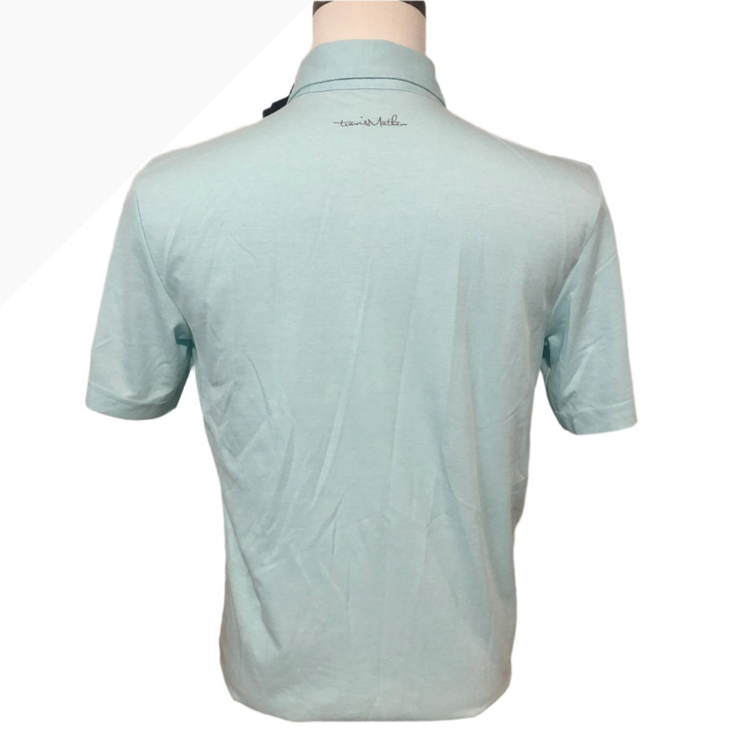 Travis Matthew Bay Swim Polo (w/ logo) - Heather Blue - Small - Skorzie