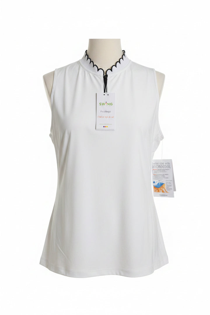 Swing Control Scalloped S/L Velocity Top - White/Navy - Small - Skorzie