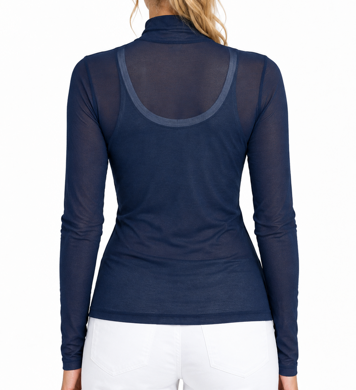 Jamie Sadock Women's Golf Top Sunsense Mock L/S Moonlit Size M (FINAL SALE ITEM)