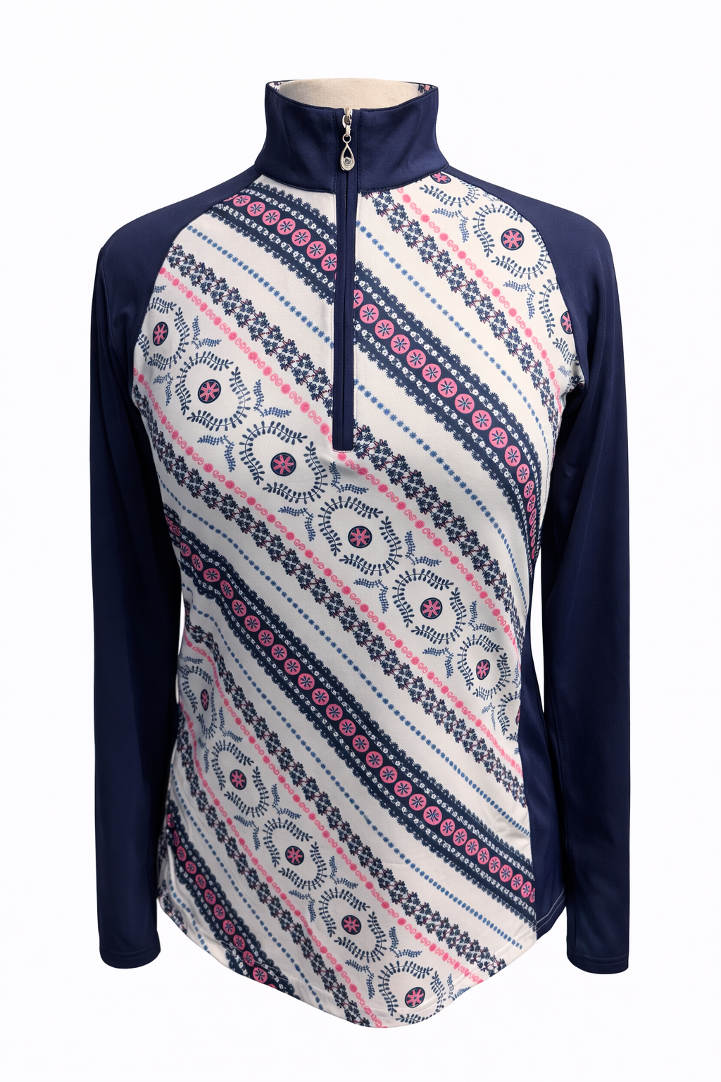 SanSoleil SOLCOOL L/S PRINT PANEL MOCK - DESTINY NAVY - Skorzie