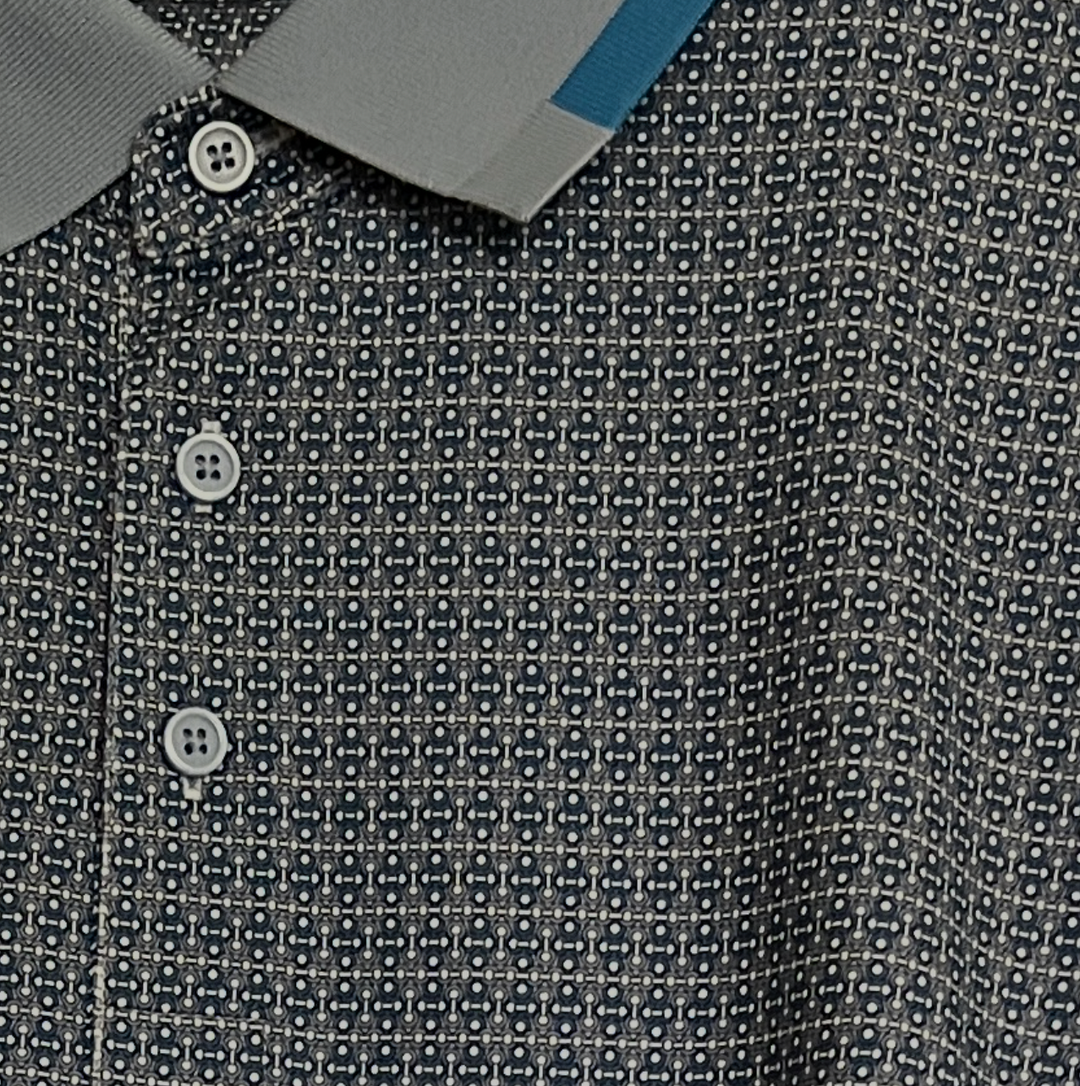 G/FORE Men's Polo Mosaic Tech Jersey Willow/Snow Size M