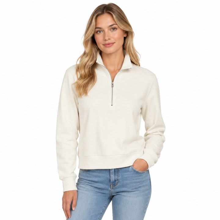 Straight Down Women's Quarter Zip Collette Coconut Size M