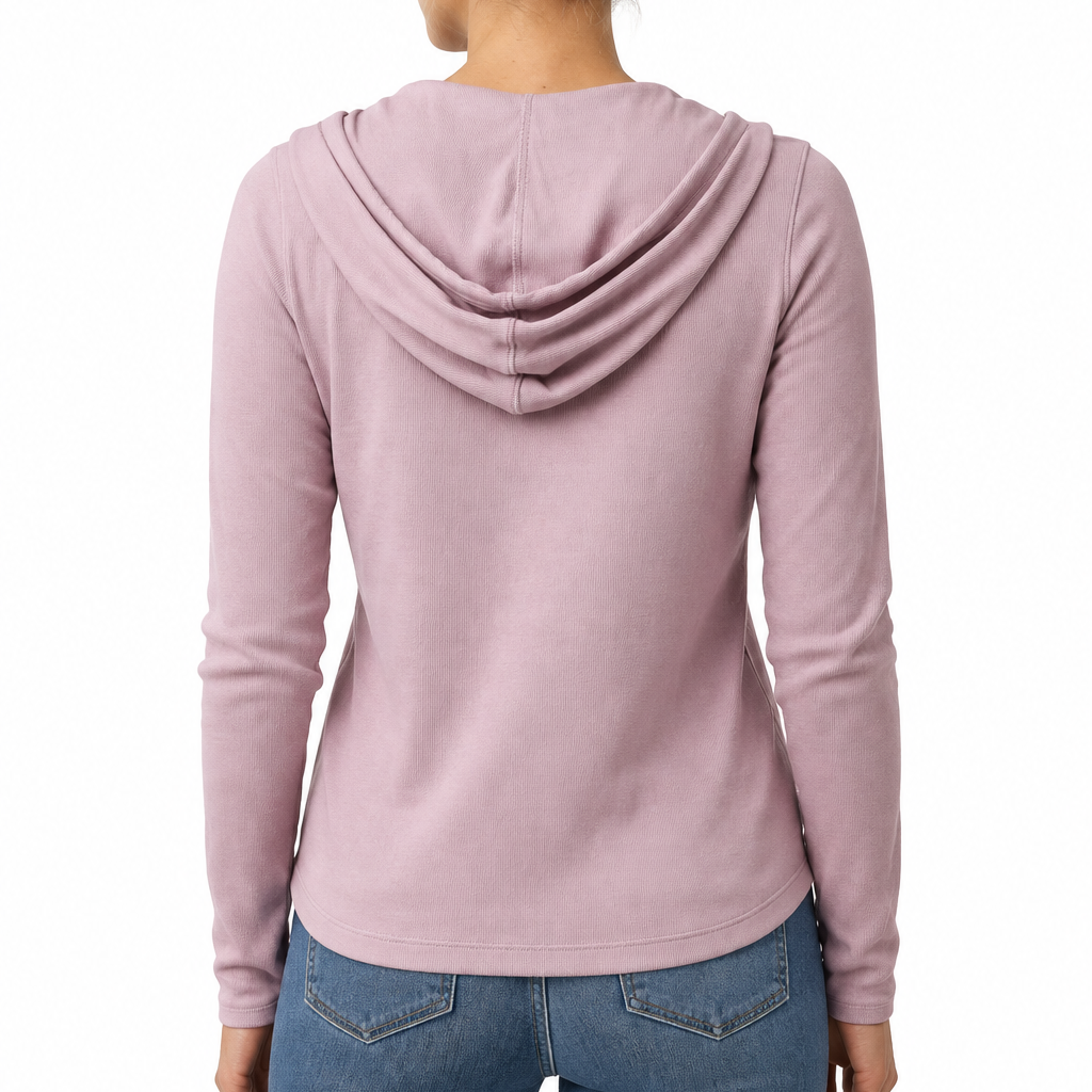 Straight Down Women's Quarter Zip Thyme Hoodie Pink Dawn Size M