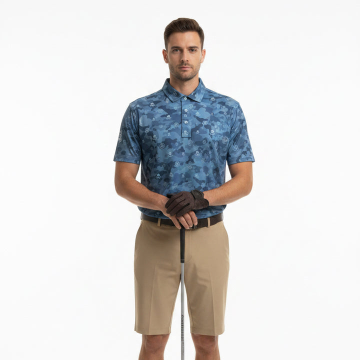 G/FORE Men's Polo Icon Camo Tech Jersey Sea Foam Size M