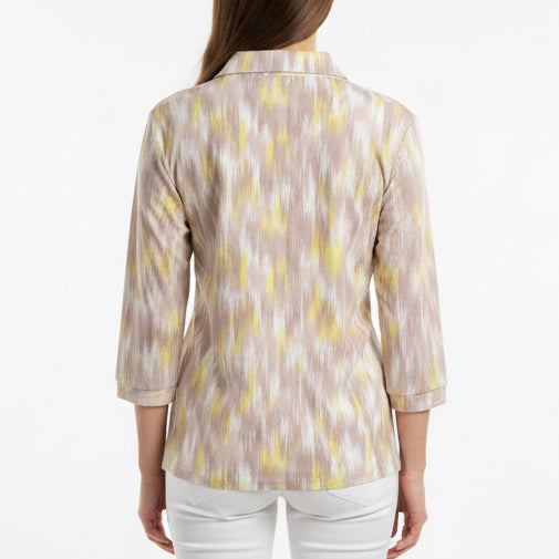 MDC Women's Golf Polo Ikat Print Toffee Size 40