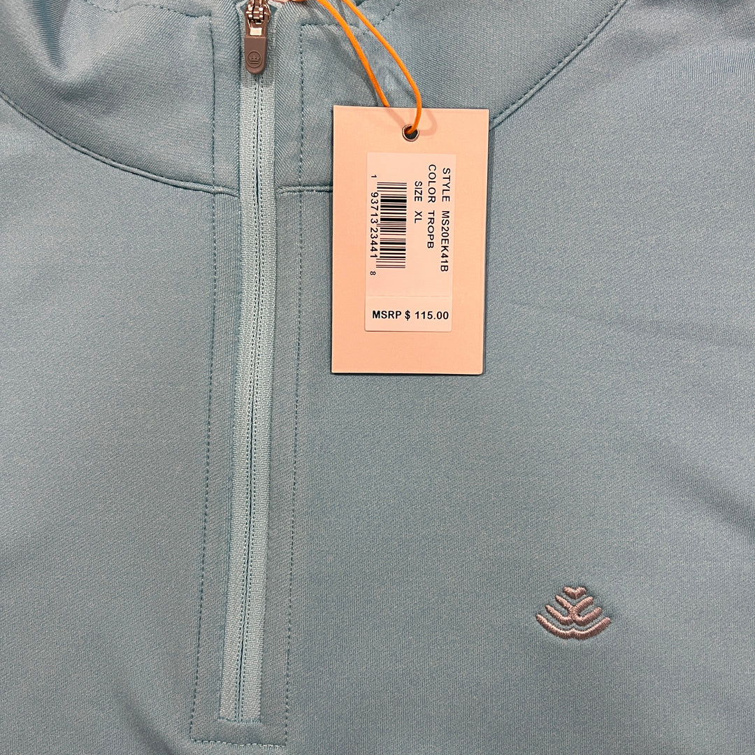 Peter Millar Men's Golf Vest Galway Stretch Loop Terry (w/logo) Tropical Blue Size XL