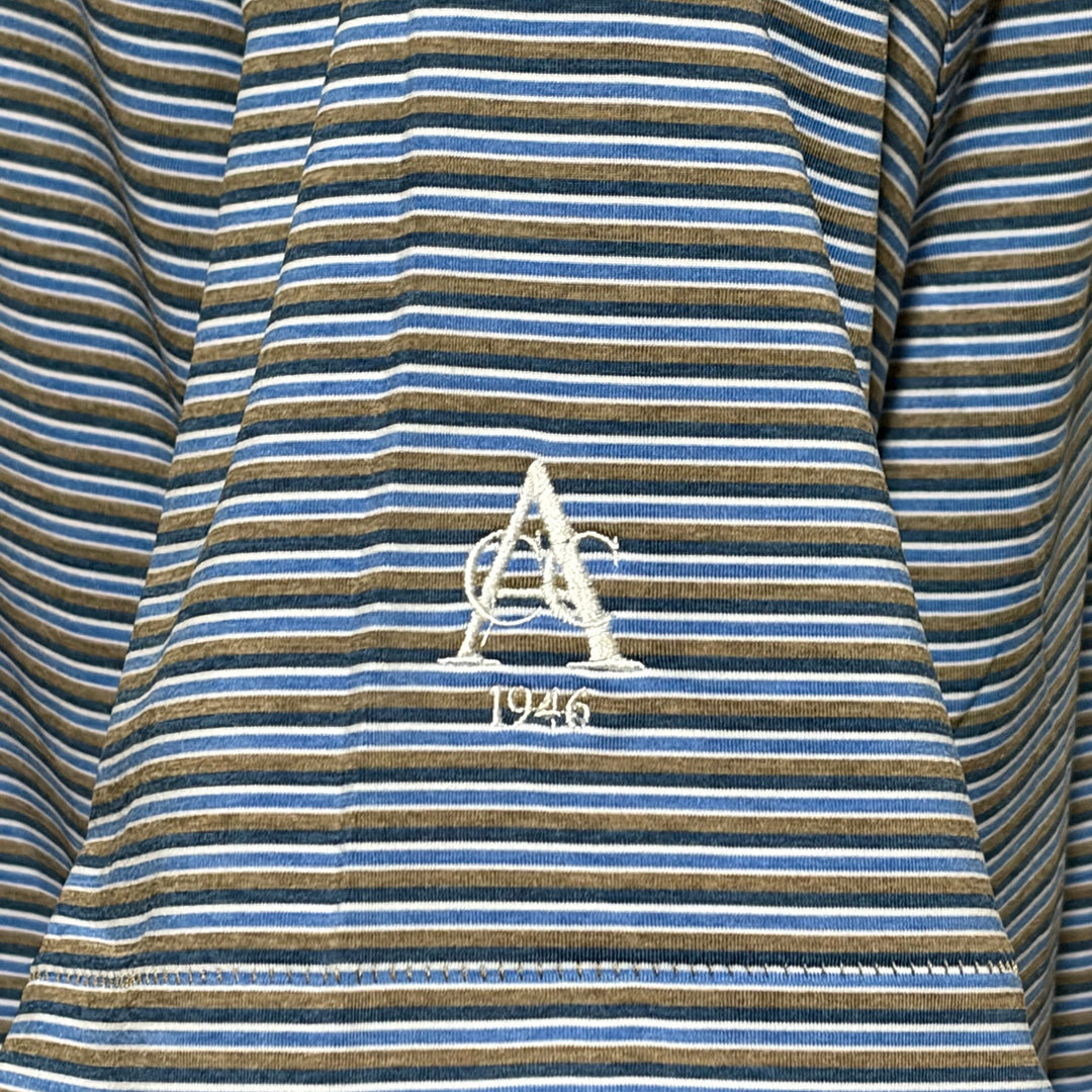 Peter Millar Lenway Performance Jersey Polo (w/logo) - Blue/Brown - Medium - Skorzie