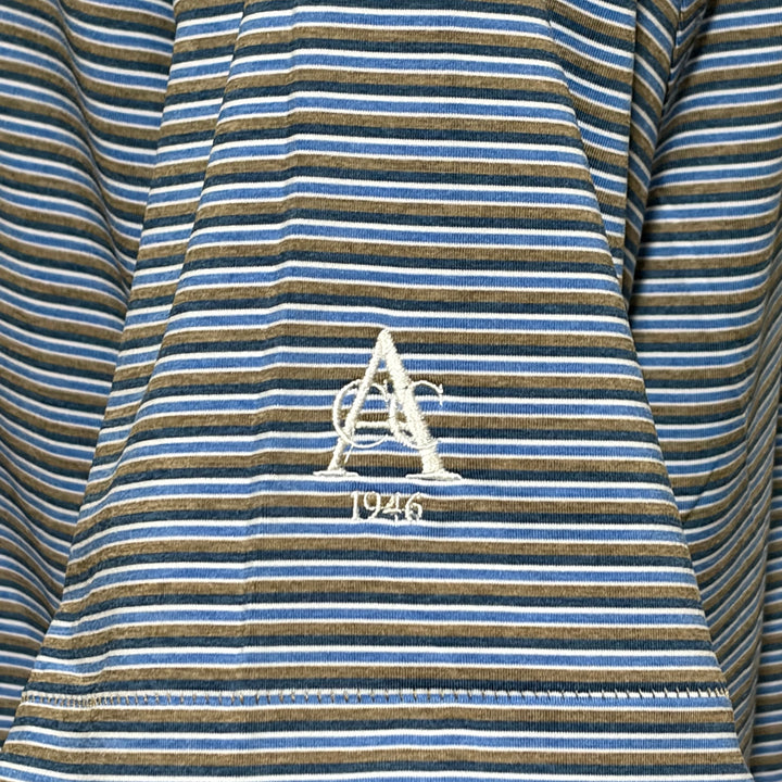 Peter Millar Lenway Performance Jersey Polo (w/logo) - Blue/Brown - Medium - Skorzie
