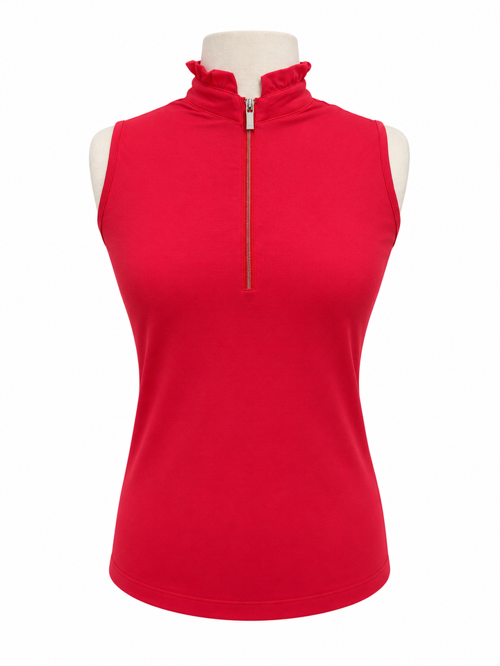 Tail Alison Sleeveless Zip Golf Top - Red - XS