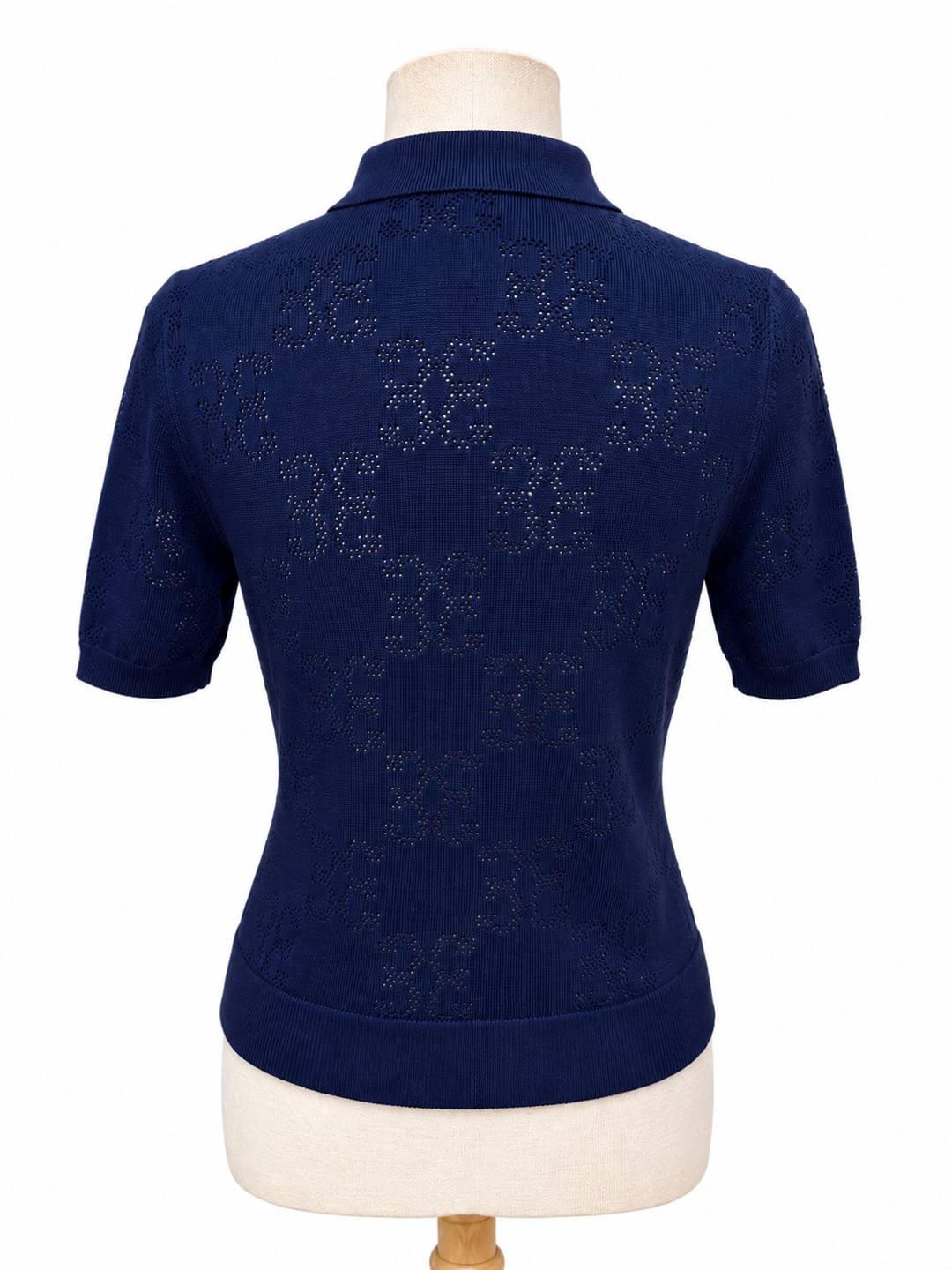 G/FORE Pointelle G Cotton Silk Cashmere Sweater Polo - Twilight - Small