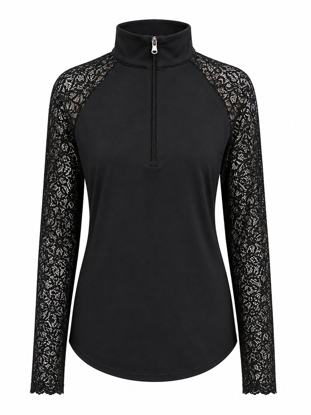 Kastel Denmark Long Sleeve Raglan 1/4 Zip Sun Shirt - Black Floral Lace - Skorzie