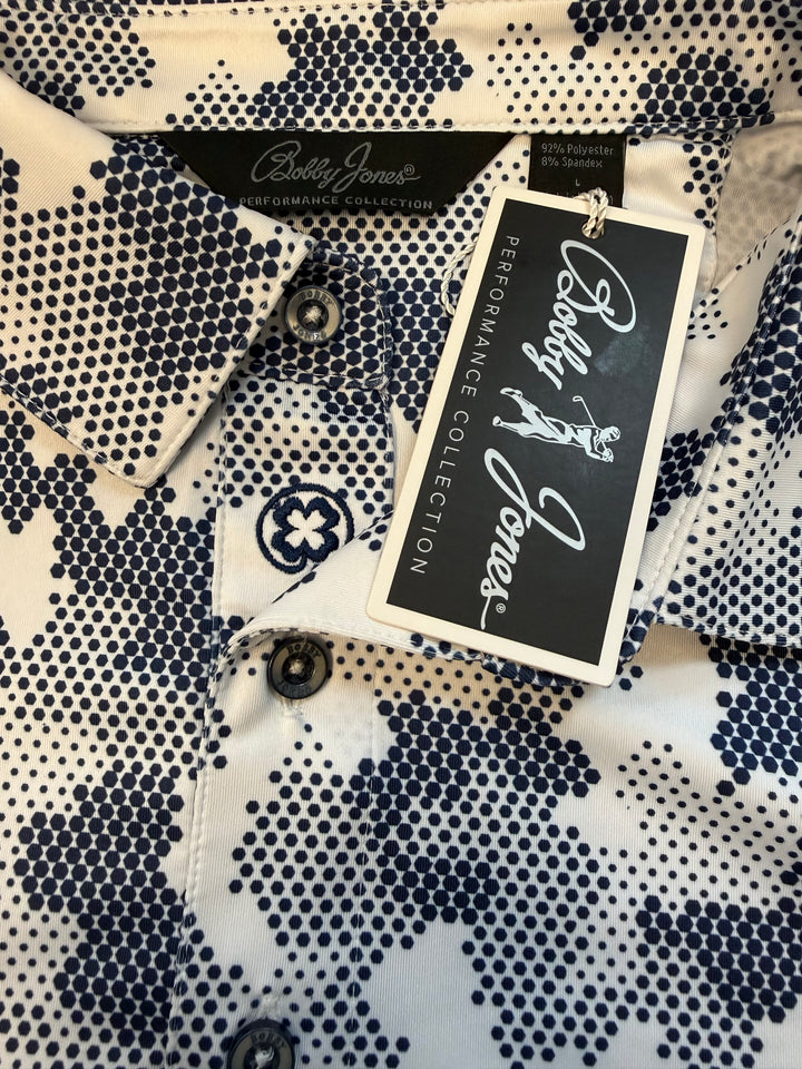 Bobby Jones Performance Camo Print Jersey Polo - Summer Navy/White - Large