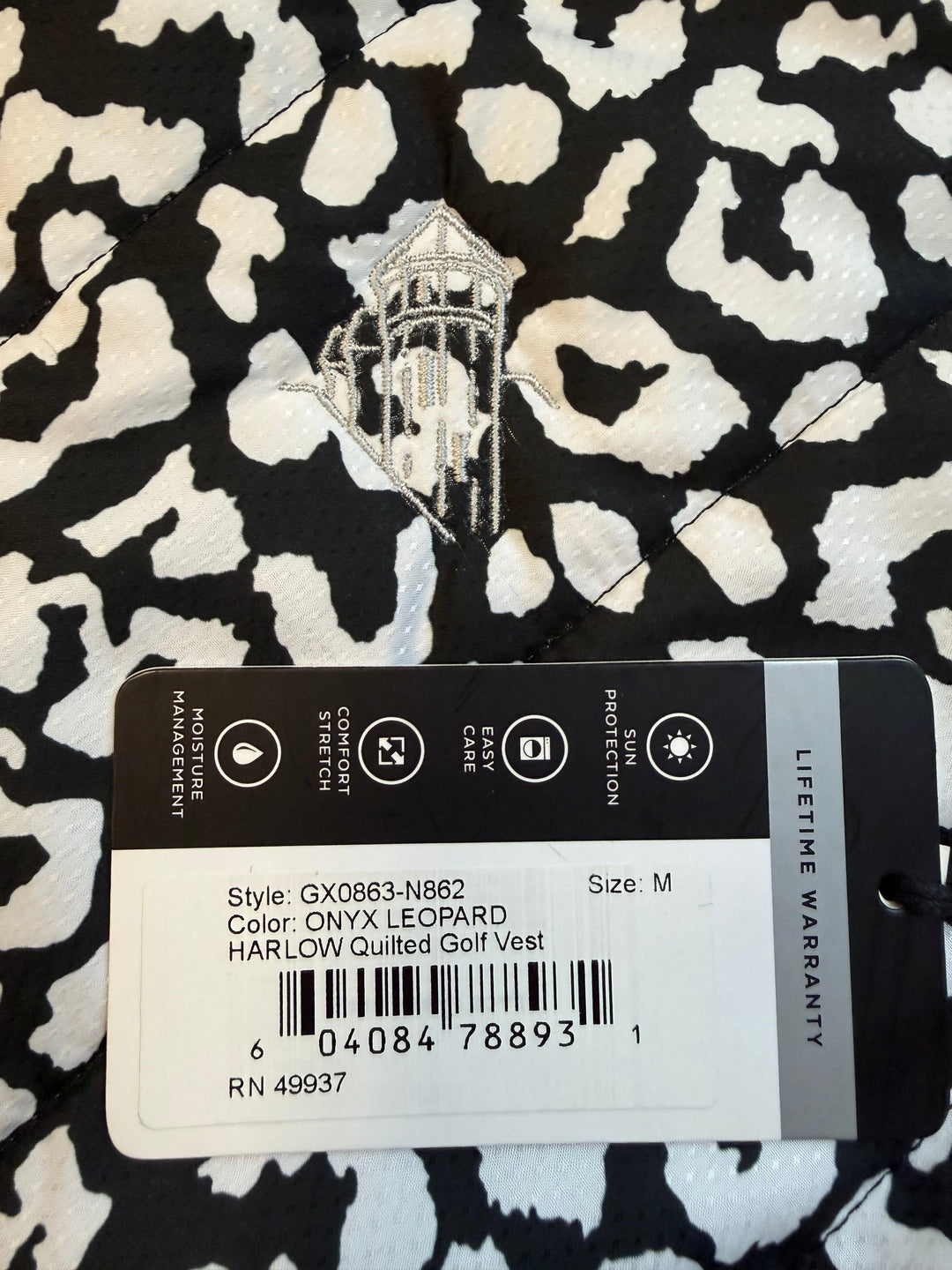 Tail Harlow Quilted Golf Vest (w/ logo) - Onyx Leopard - Medium