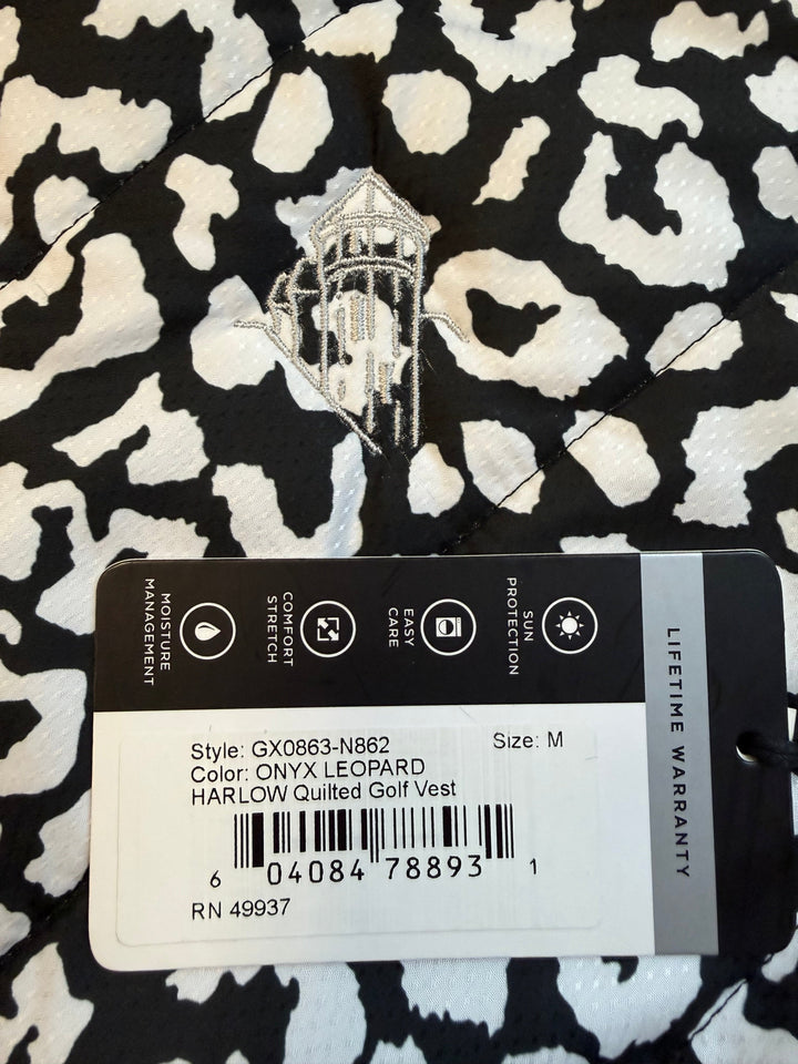 Tail Harlow Quilted Golf Vest (w/ logo) - Onyx Leopard - Medium