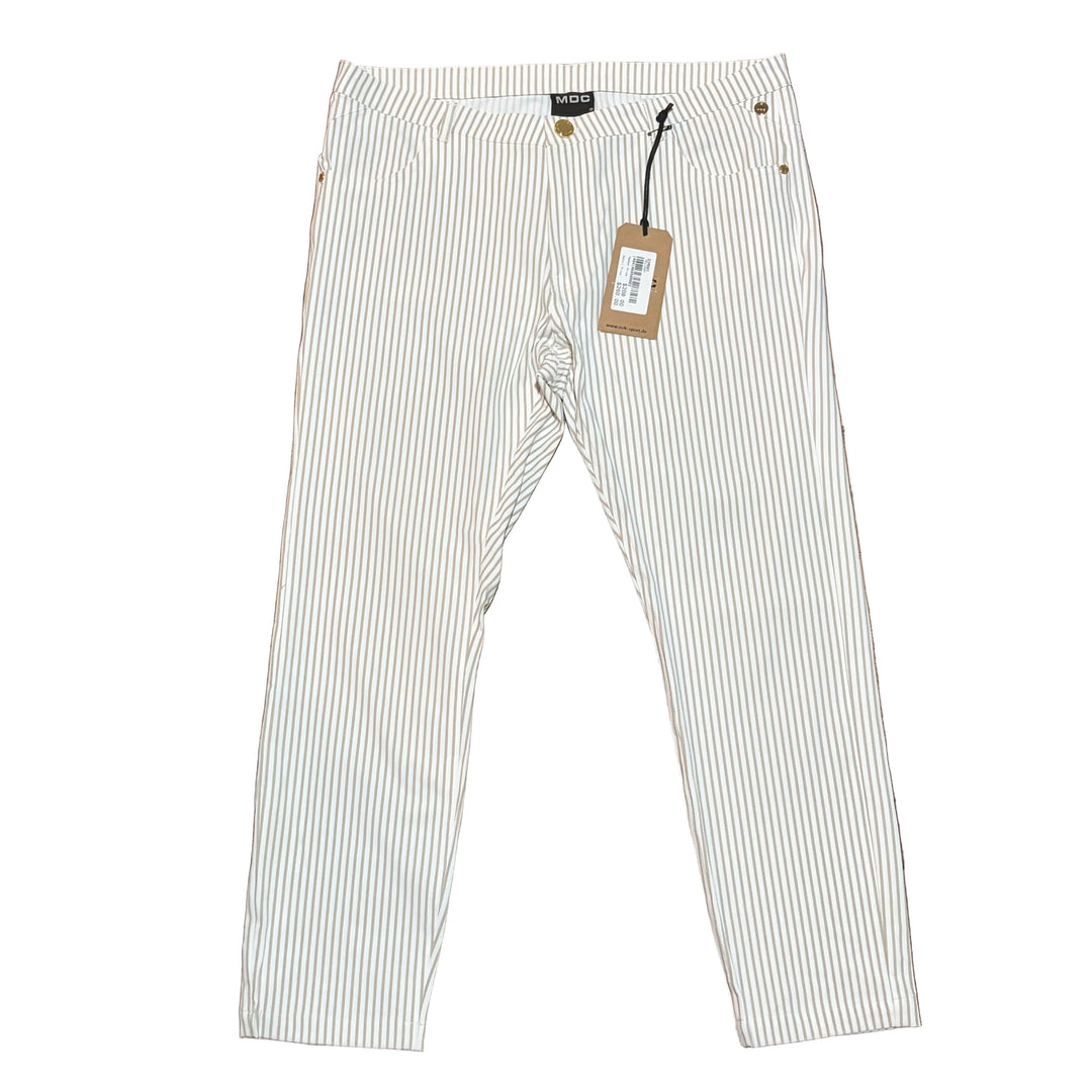 MDC Pinstripe Cropped 5-Pocket Pants 25" - Light Taupe - Skorzie