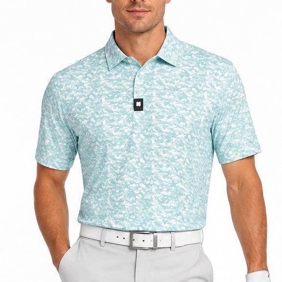 Black Clover Men's Golf Polo Lucky Camo Jelly Mint Size L