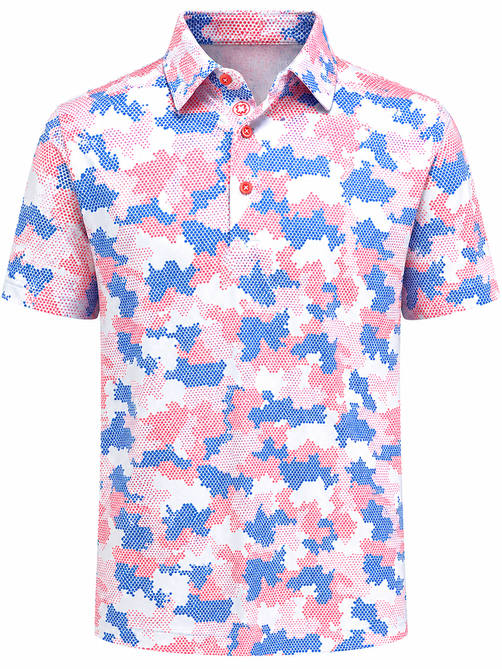 Bobby Jones Performance Camo Print Jersey Polo - Mineral Red - Large