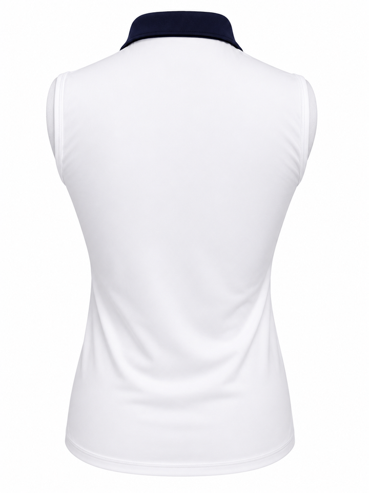 Foray Golf Studded Collar Sleeveless Polo - White - Small