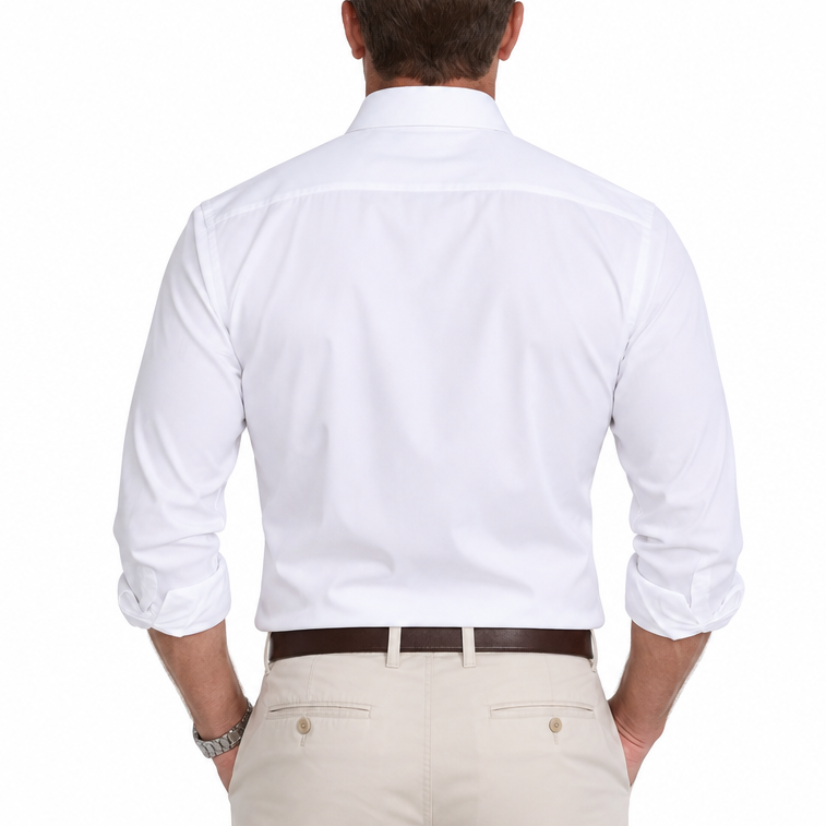 Collars & Co Men's Golf L/S Polo Apex Semi-Spread Collar White Size M