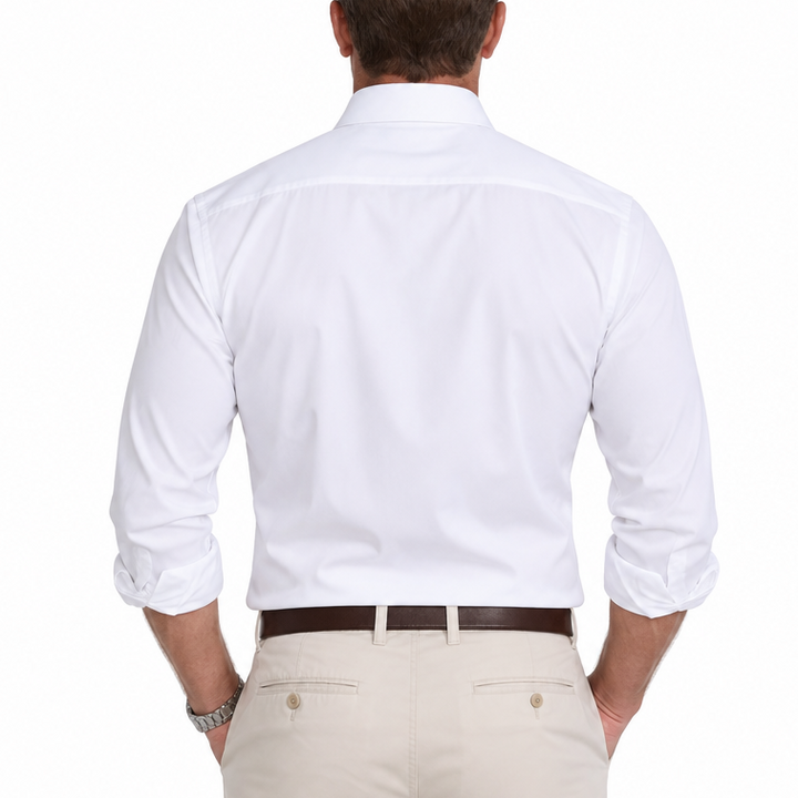 Collars & Co Men's Golf L/S Polo Apex Semi-Spread Collar White Size M