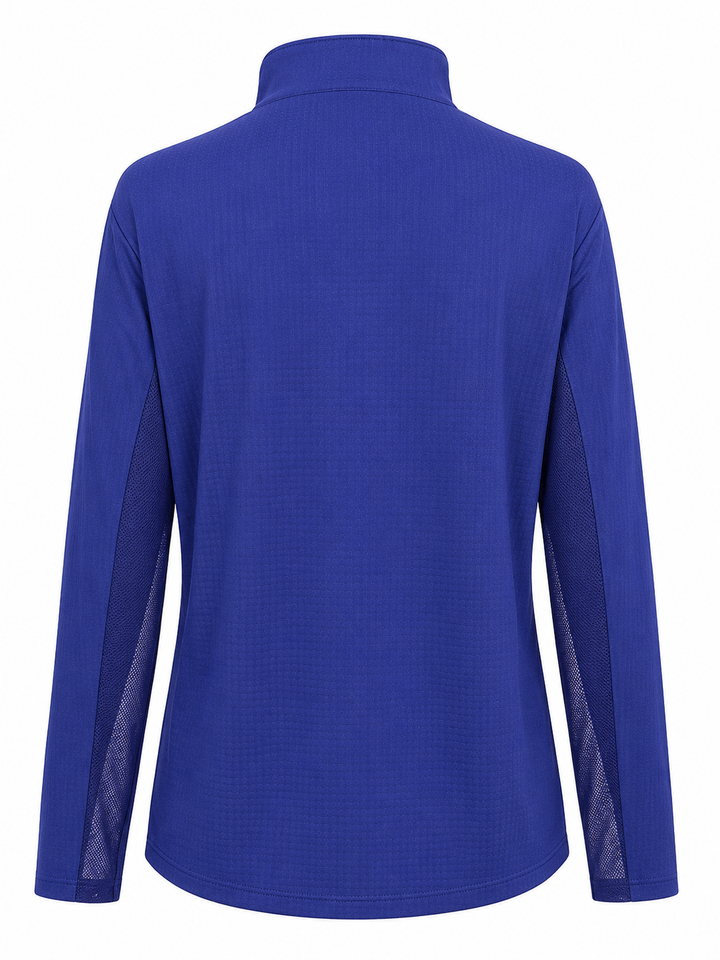 IBKUL Solid Long Sleeve Zip Mock - Navy