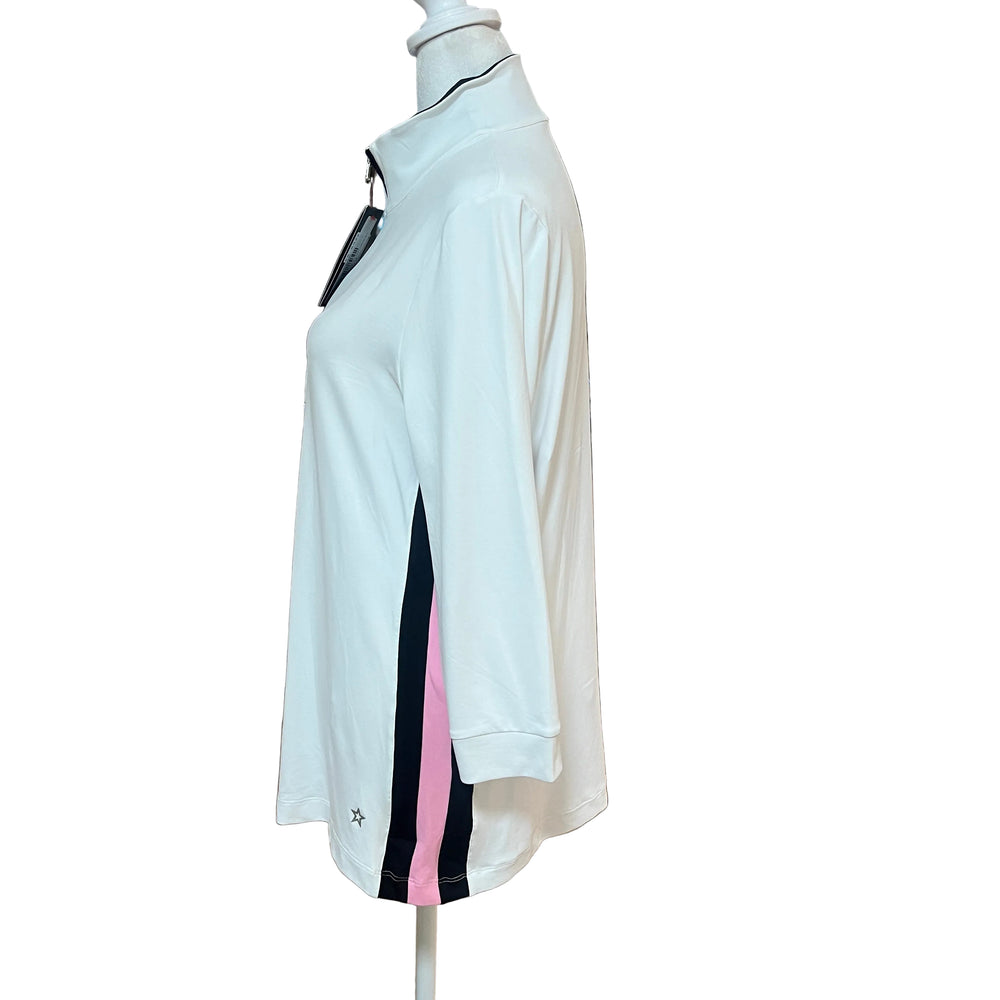 Lohla Sport Megan 3/4 Sleeve Top - White/Cotton Candy - Large - Skorzie