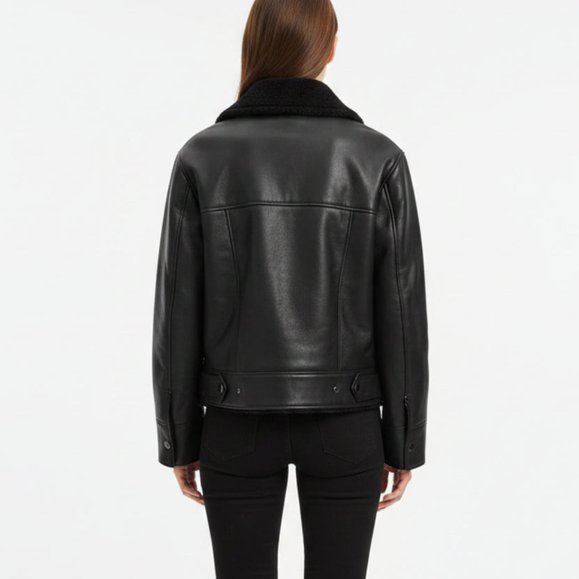 UGG Women's Jacket Finnian LuxeFluff Moto Black